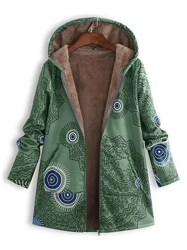 Women's Parka Outdoor Street Daily Fall Winter Coat Regular Fit Windproof Warm Stylish Contemporary Minimalist Jacket Long Sleeve Geometric with Pockets Full Zip Black Red Blue