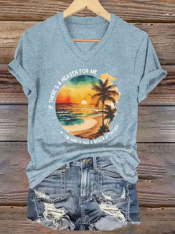 Women's If There's A Heaven For Me, I'M Sure It Has A Beach Attached T-Shirt