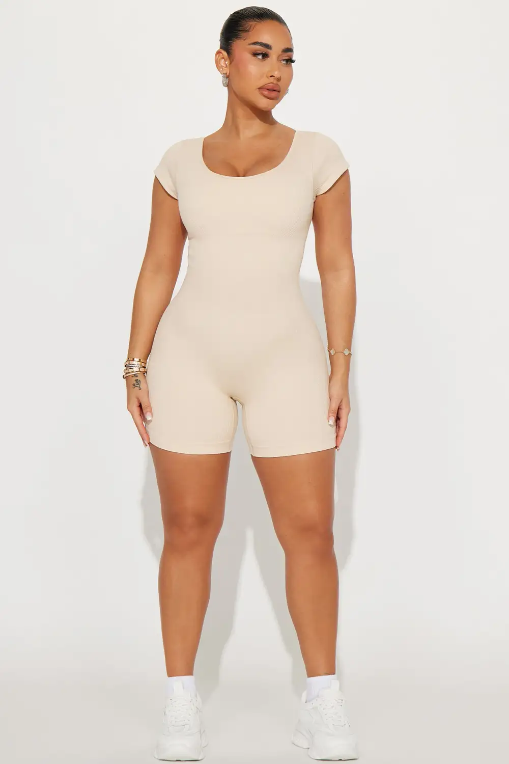 Plie Seamless Ribbed Active Romper - Brazilian Sand