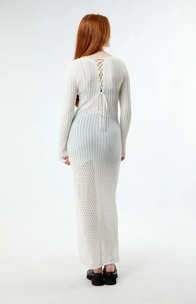 Glamorous Off White Mix Knit Maxi Dress