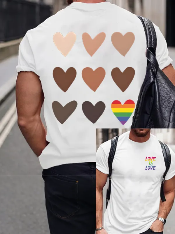 Men'S Round-Neck Short-Sleeved T-Shirt Love Is Love Prints