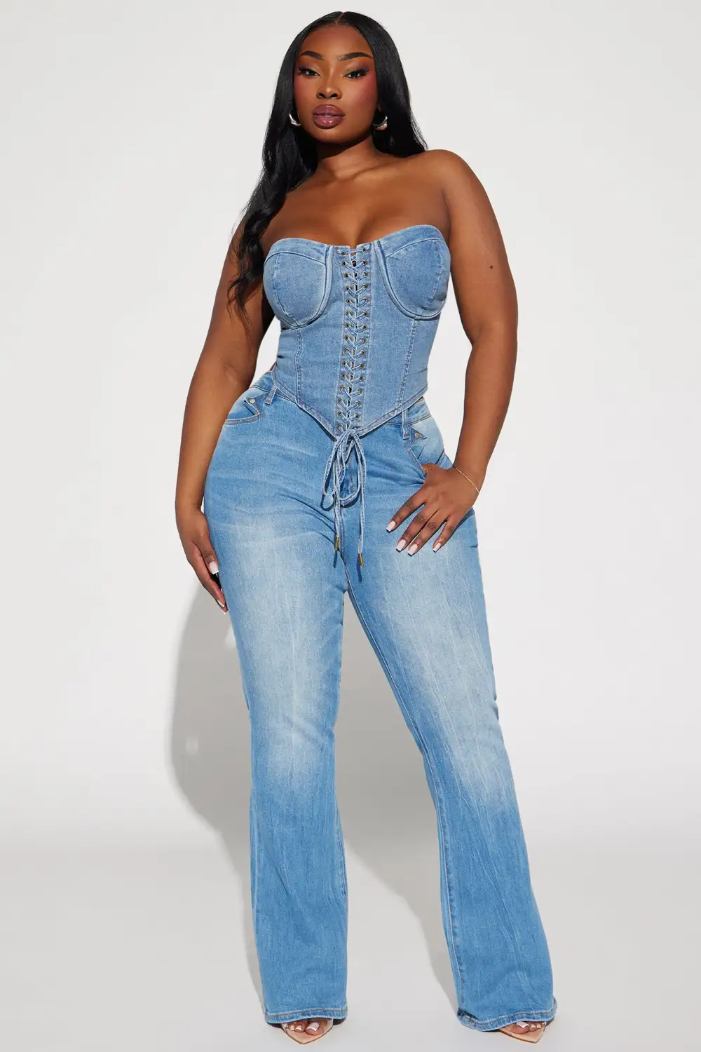 Play It Your Way Denim Corset - Medium Wash