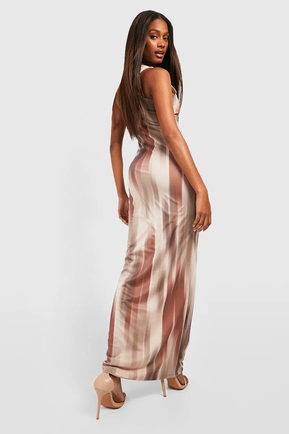 ABSTRACT MESH RACER MAXI DRESS