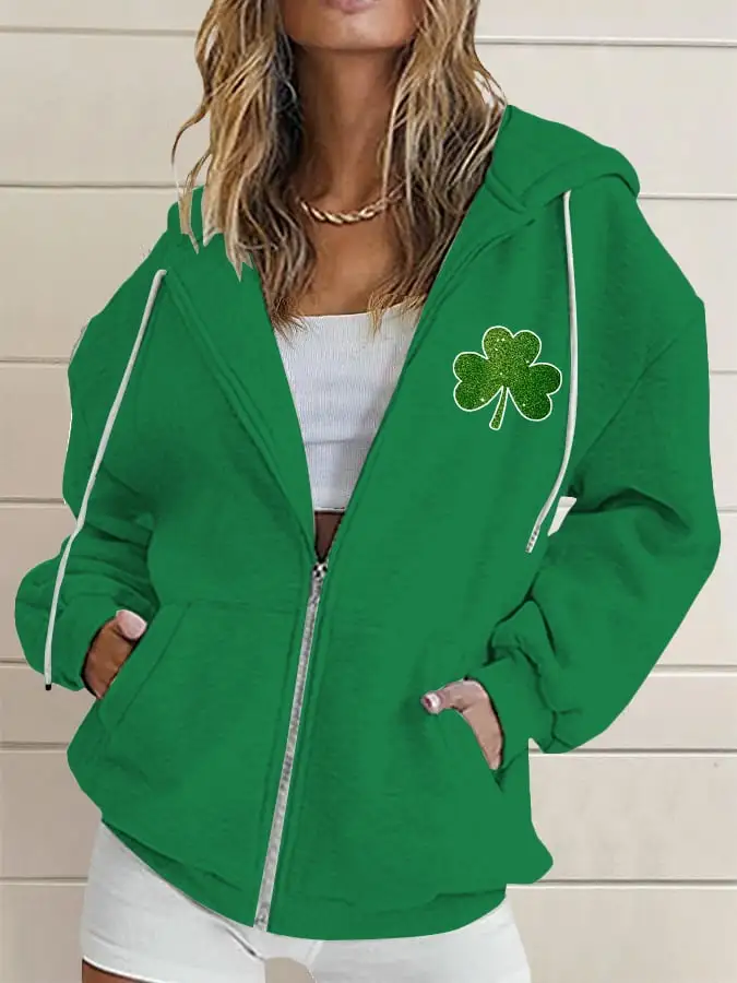 Women's St. Patrick's Day Print Hooded Sweatshirt
