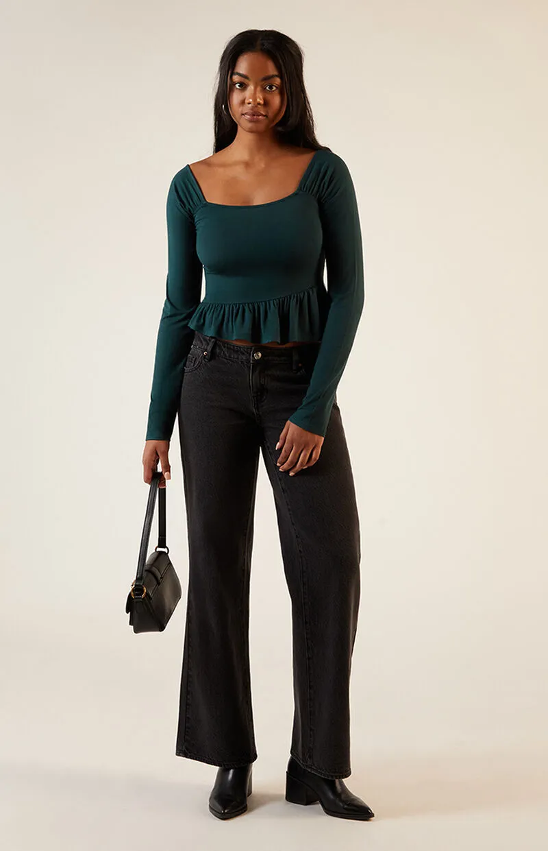 Est. PAC 1980 Asymmetrical Long Sleeve Babydoll Top