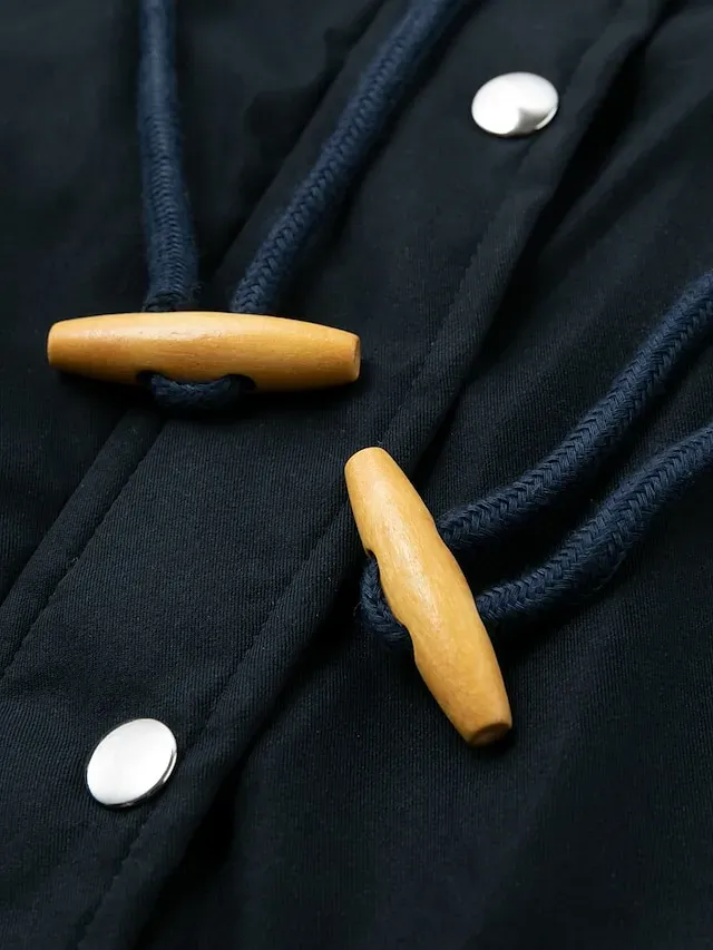 Women's Winter Jacket Parka Warm Street Casual Daily Casual Daily Zipper Button Fleece Lined Zipper Hoodie Casual Street Style Plain Regular Fit Outerwear Long Sleeve Fall Winter Black Green Dark Blue