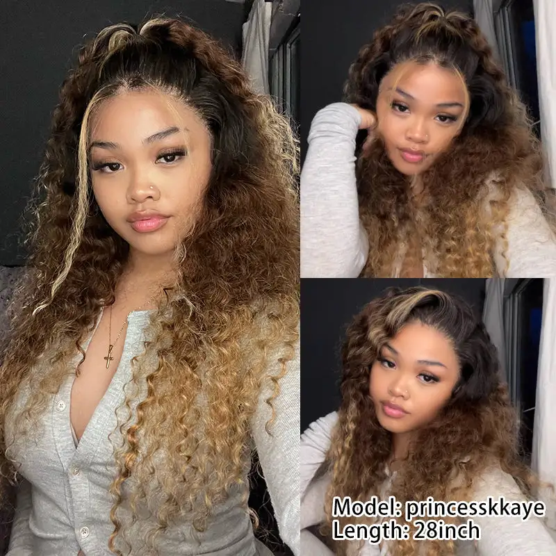 Flash Sale |  Beyonce Inspired Bigekane Recommend Ombre 16-34 Inches Deep Wave 13x6 Full Frontal Human Hair Wig