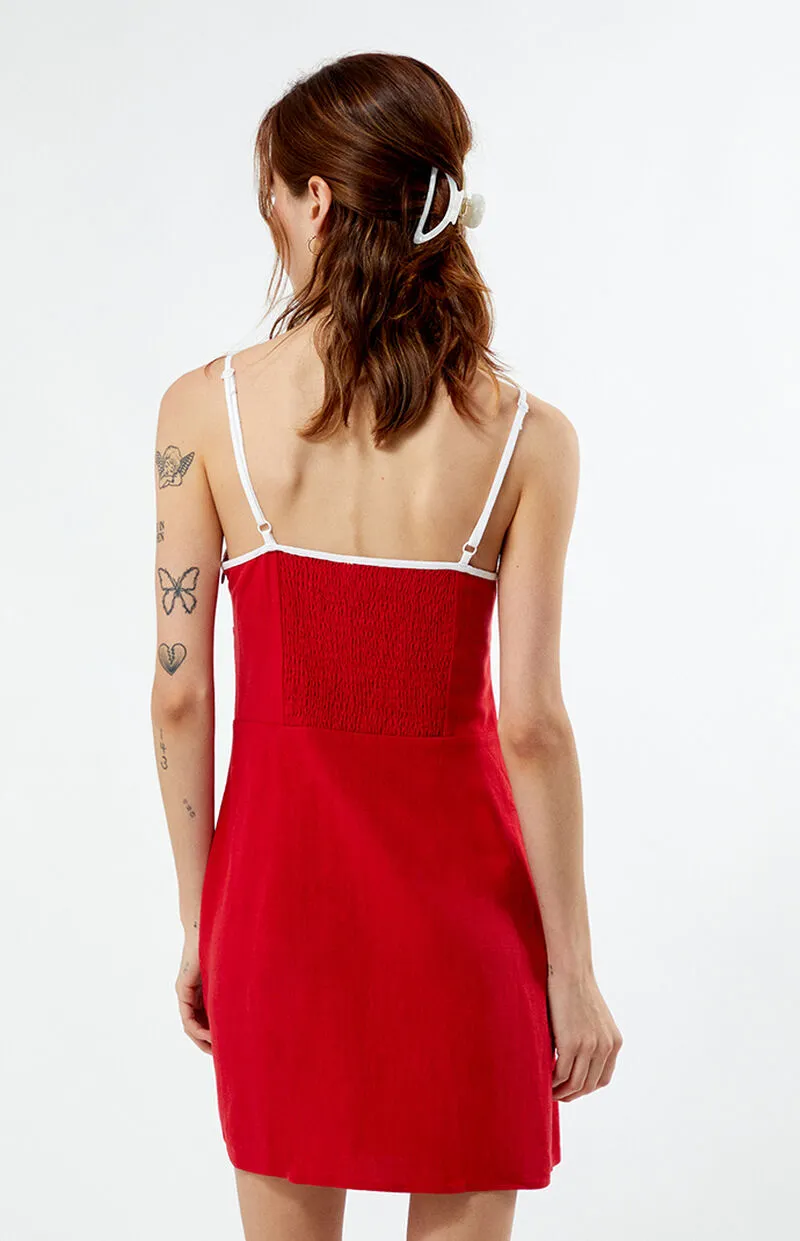 LA Hearts Contrast Linen Mini Dress