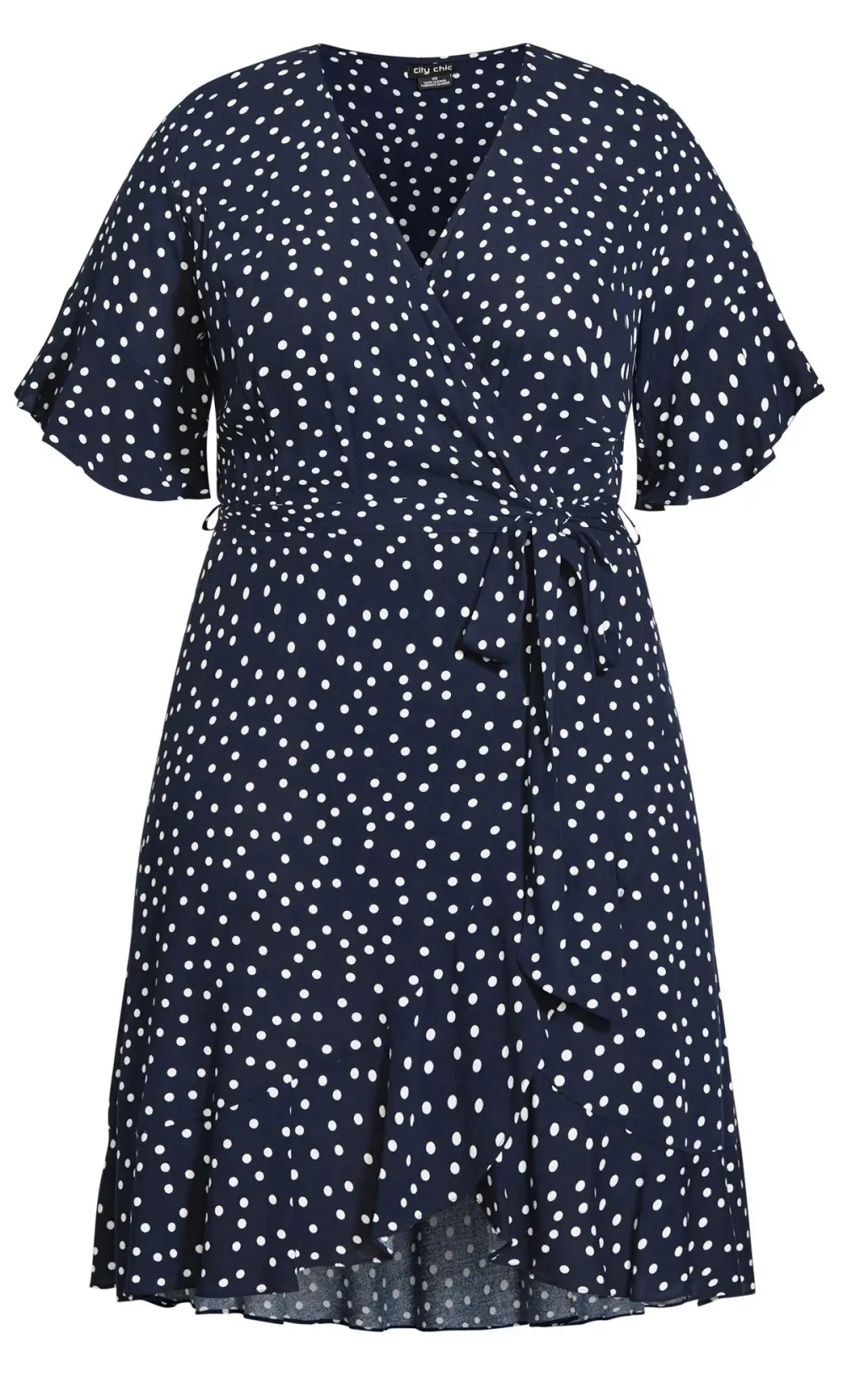 Evans Navy Polka Dot Wrap Dress