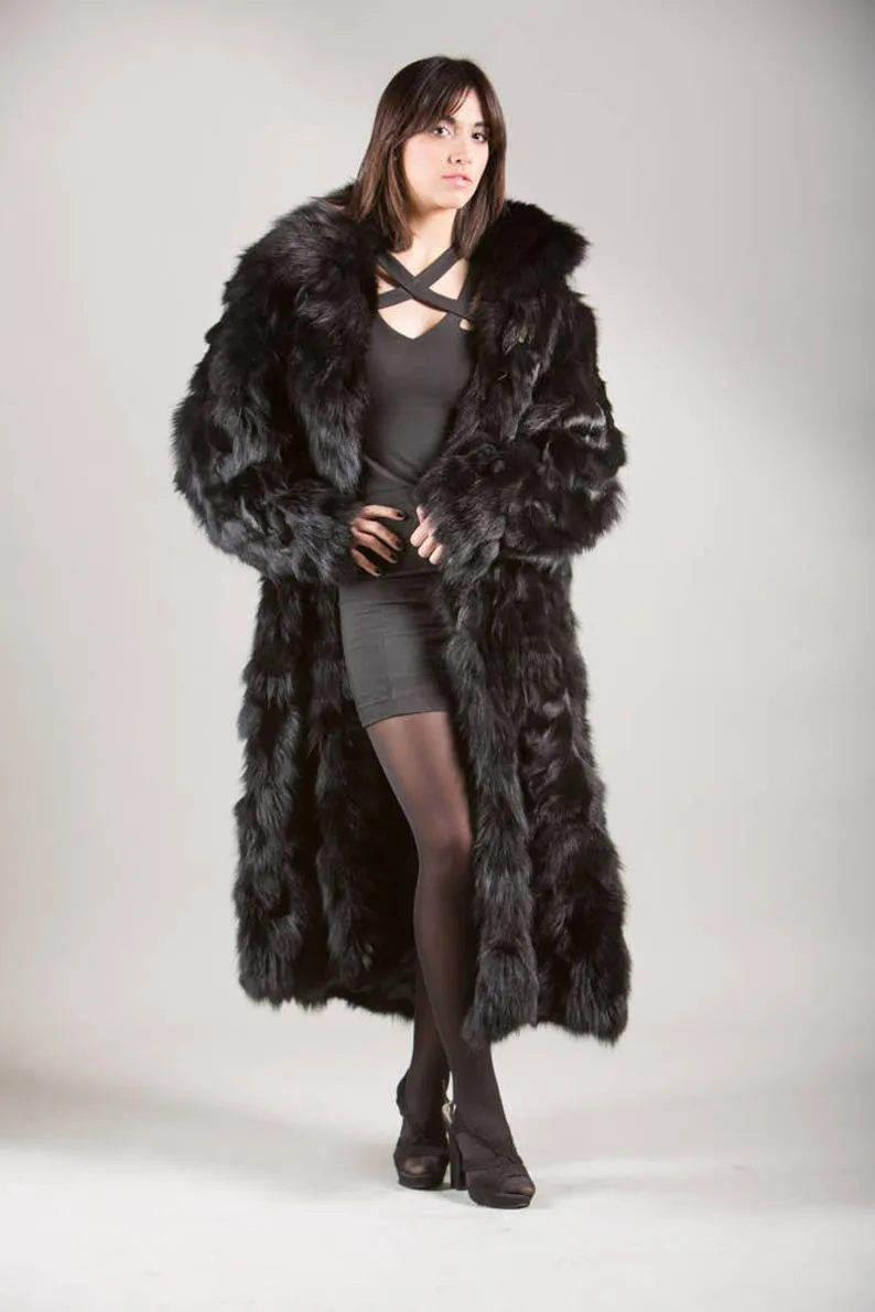 Black Fur Full Length Jacket