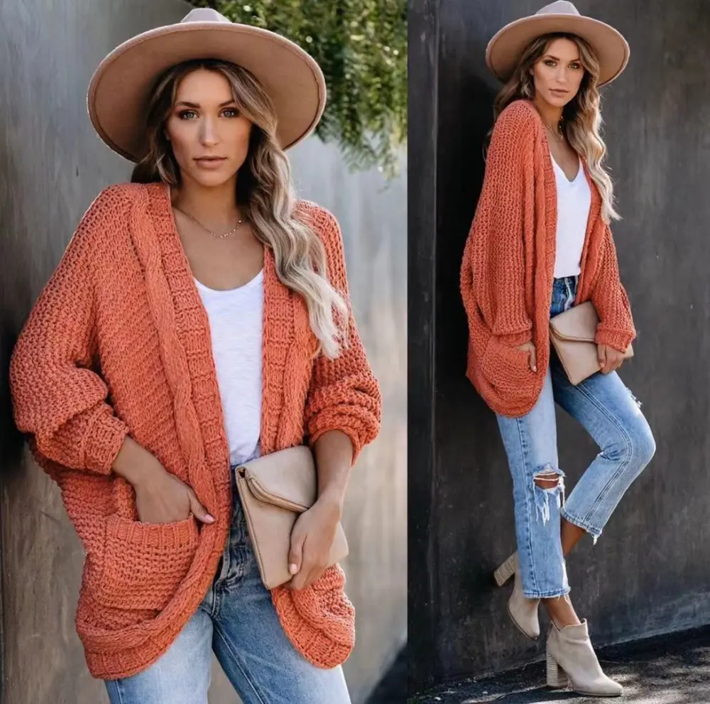 women's thick knitted cardigan coat knitted sweater