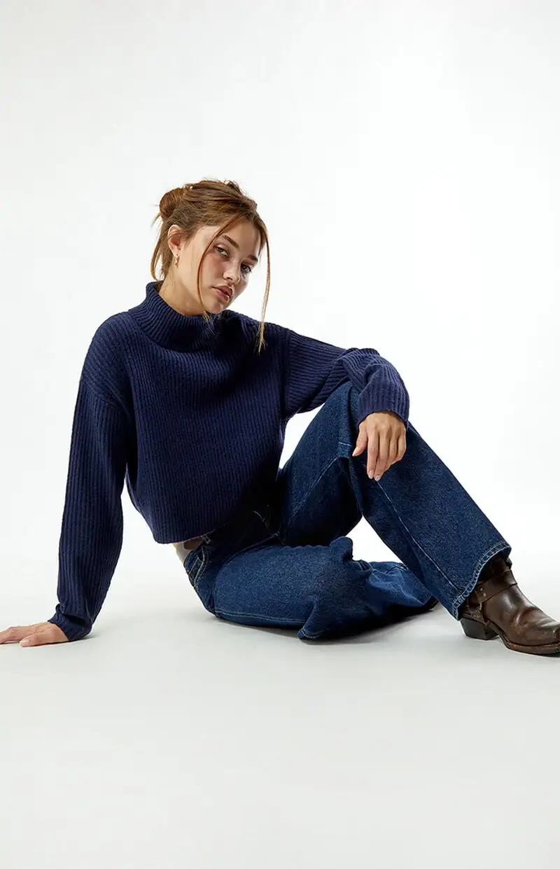 LA Hearts Easy Cropped Turtleneck Sweater