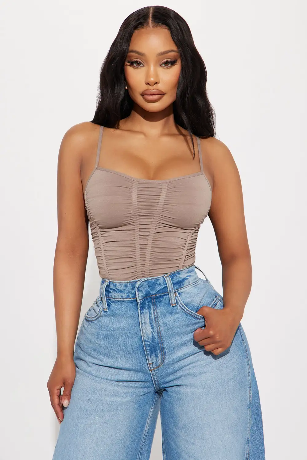 As Good As It Gets Ruched Top - Taupe