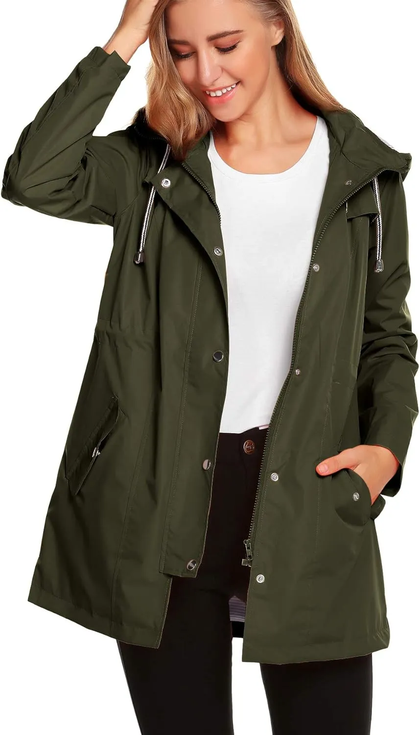 Womens Lightweight Hooded Waterproof Active Outdoor Rain Jacket S-XXL