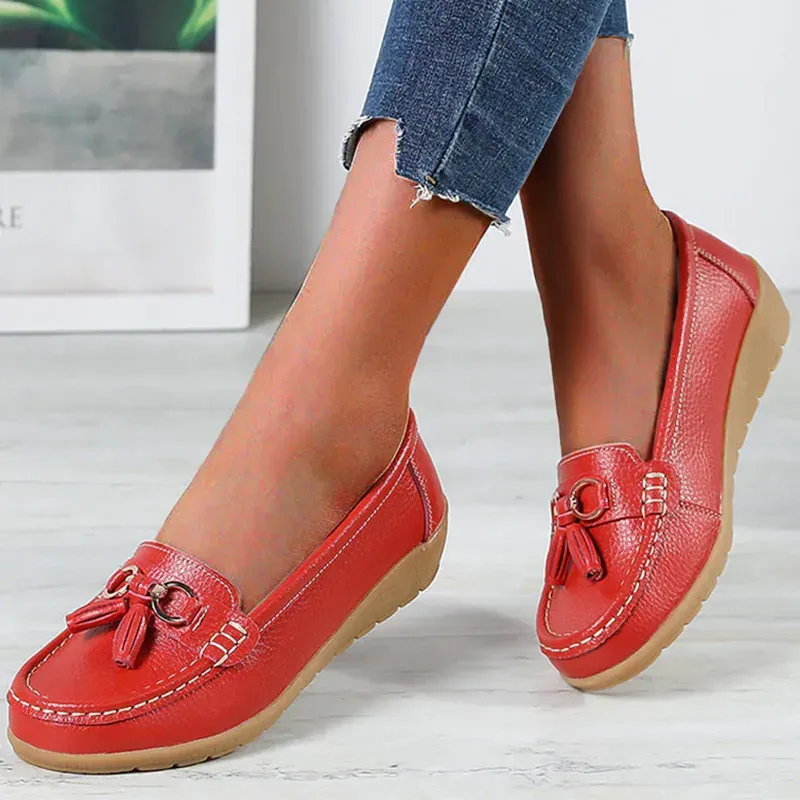 Women Flats Ballet Leather Breathable  Casual  Shoes