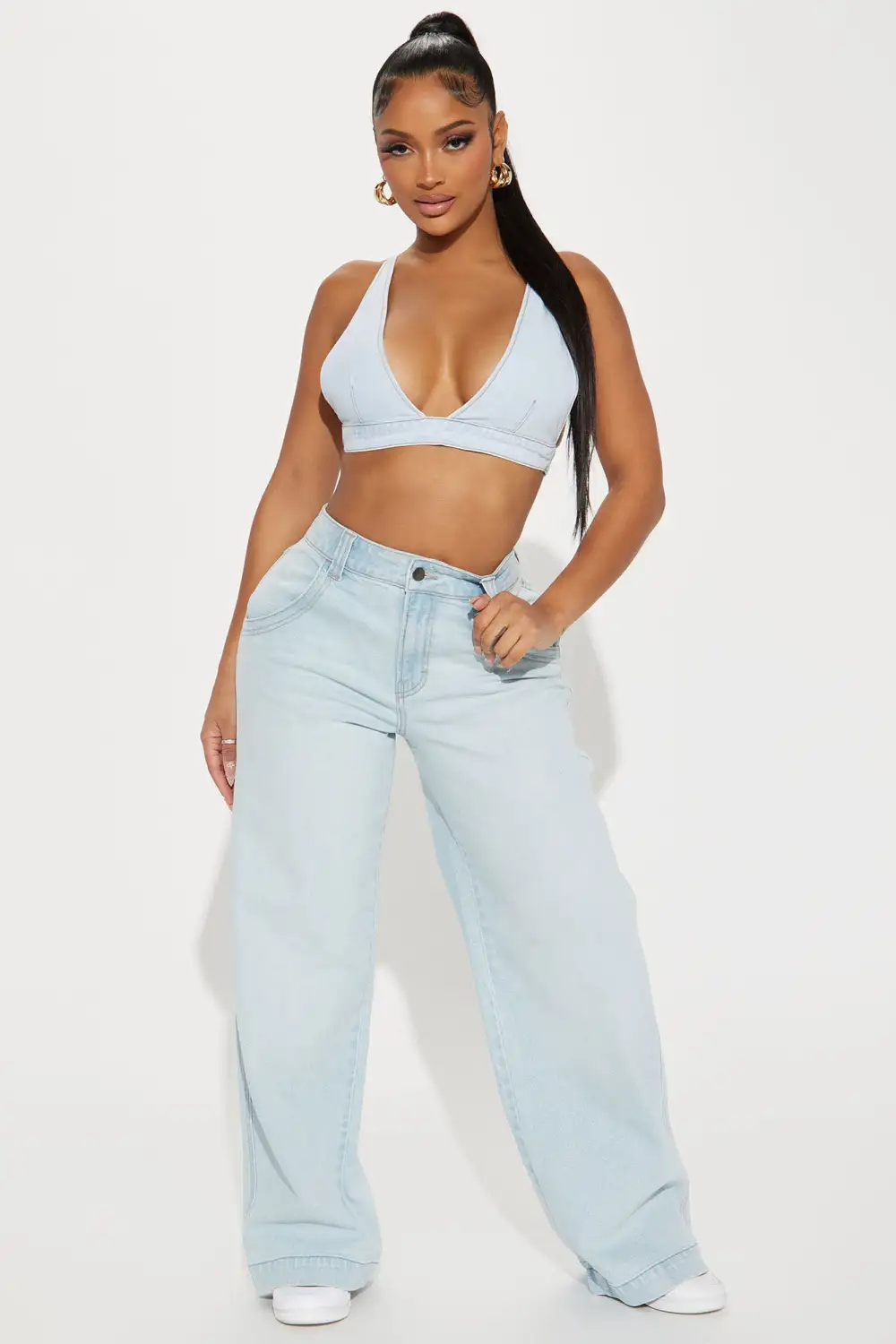 New Obsession Baggy Wide Leg Jean - Light Blue Wash