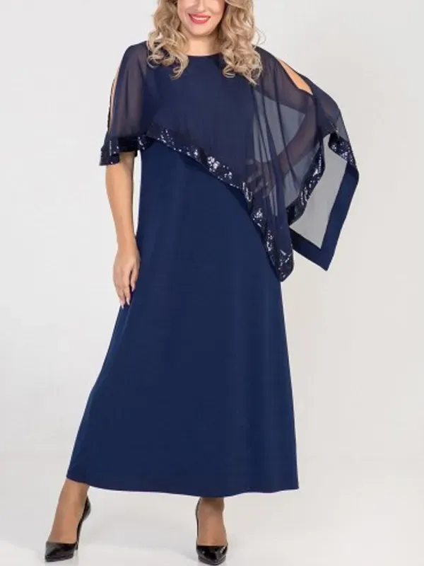 Round neck mesh maxi dress