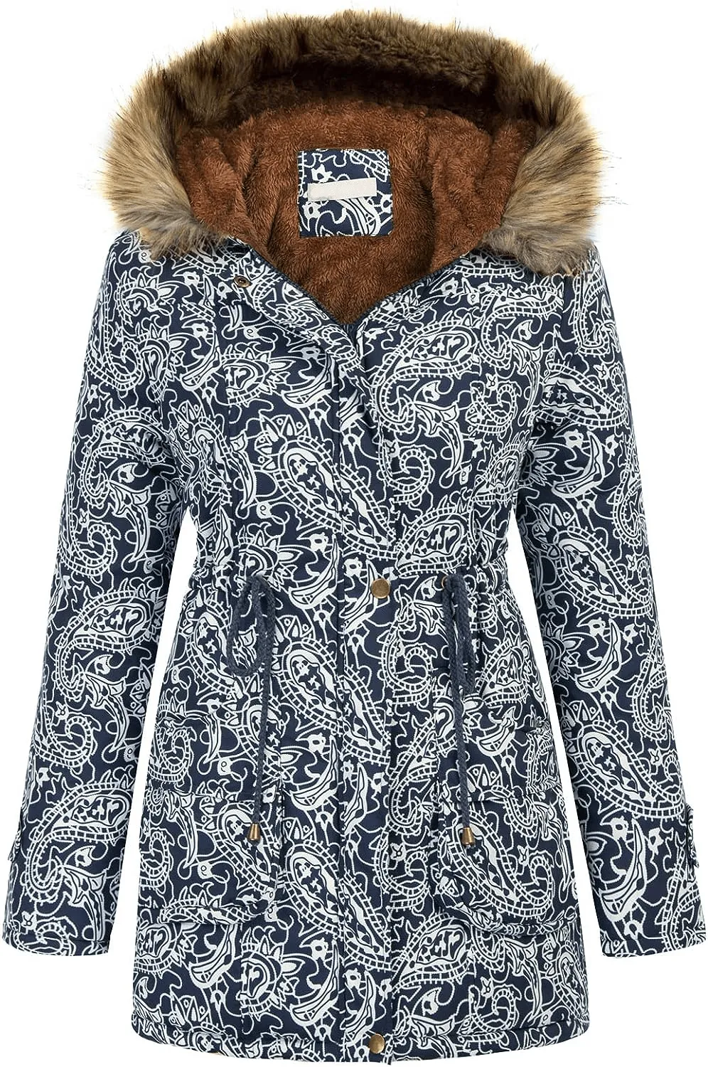 Women's Winter Coats Fleece Parkas Anoraks Hooded Military Jacket Coats M Black