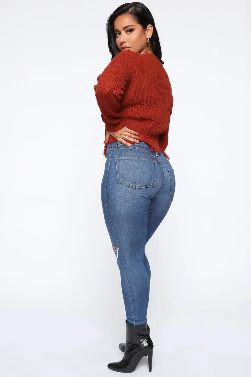 Distressed With You Cardigan - Rust