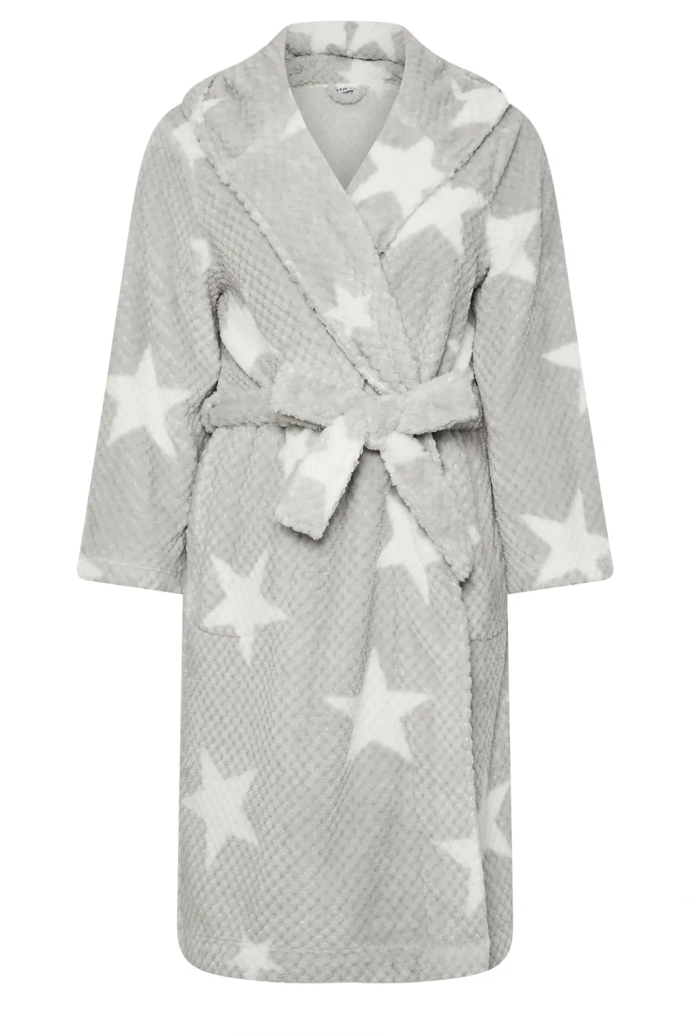 YOURS Curve Grey Star Honeycomb Dressing Gown