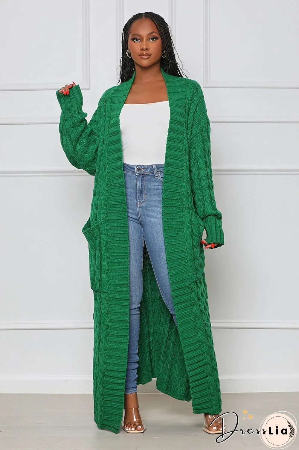 Winter Crochet Loose Long Twist Sweater Cardigan