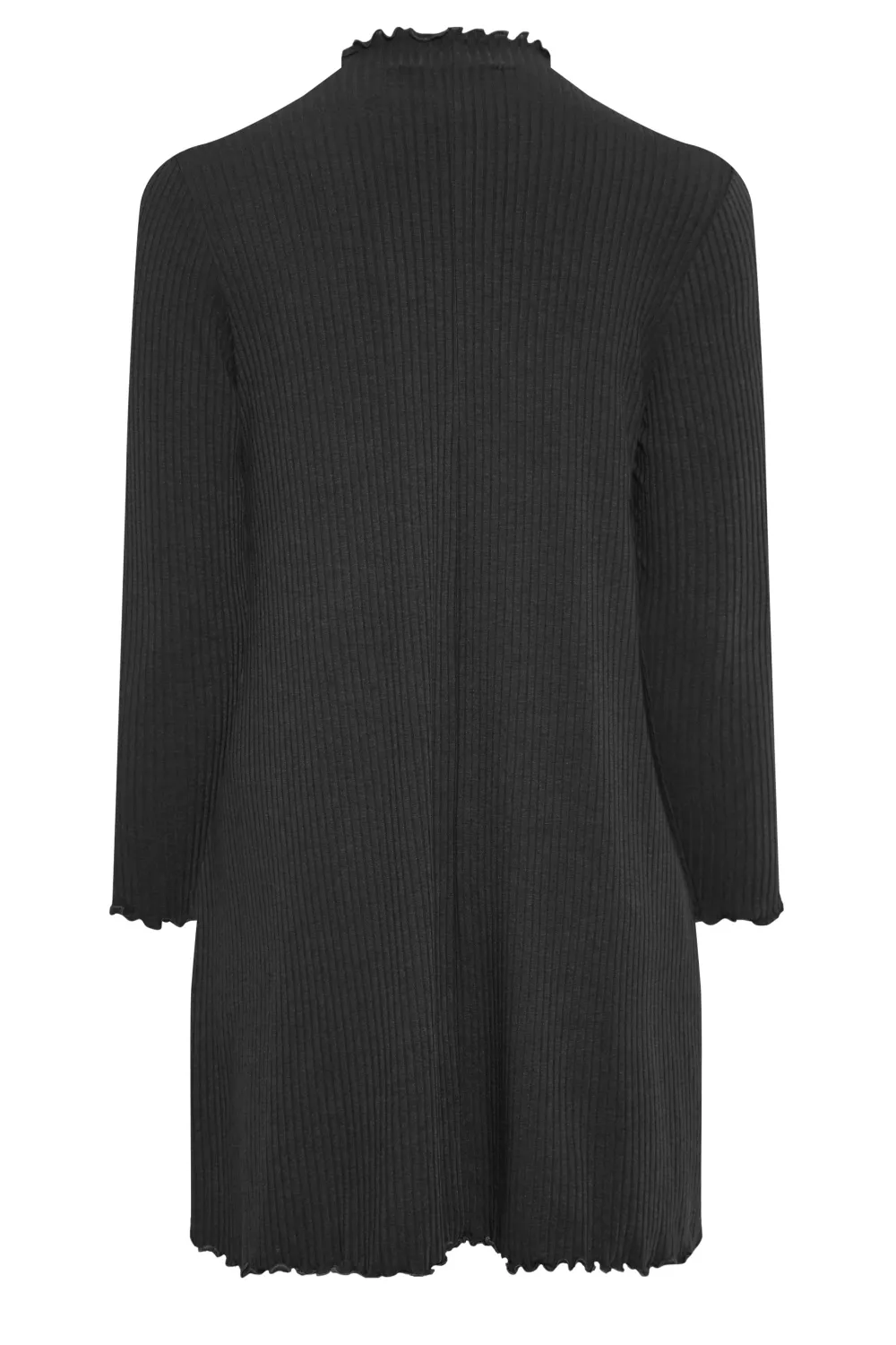 YOURS Curve Forest Green Ribbed Lettuce Hem Tunic Dress