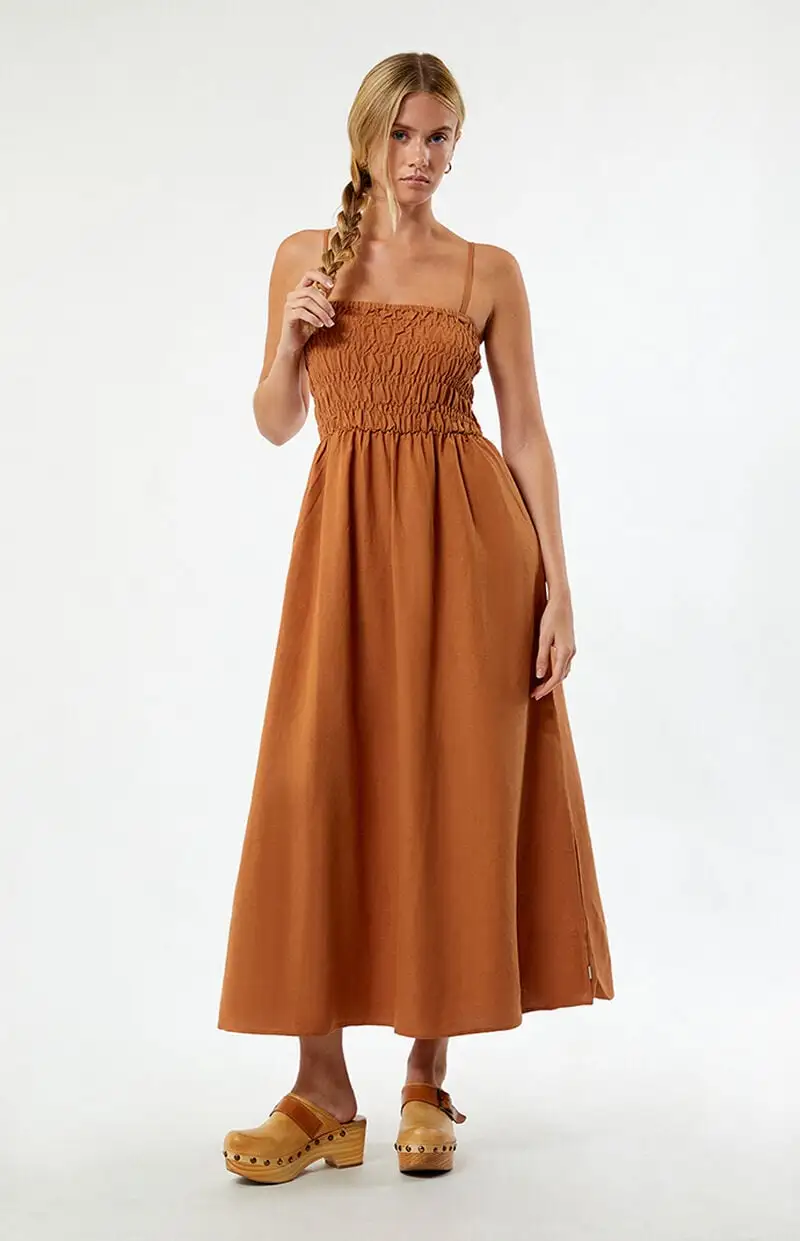 Rhythm Classic Shirred Midi Dress