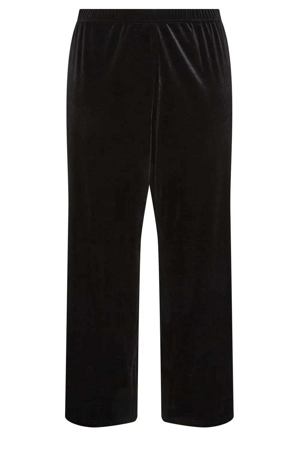YOURS Curve Black Velvet Stretch Wide Leg Trousers