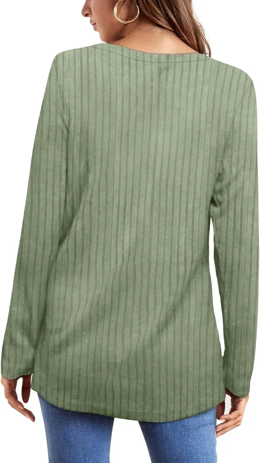 OFEEFAN Long Sleeve Shirts for Women Lightweight Crew Neck Casual Tunic Tops