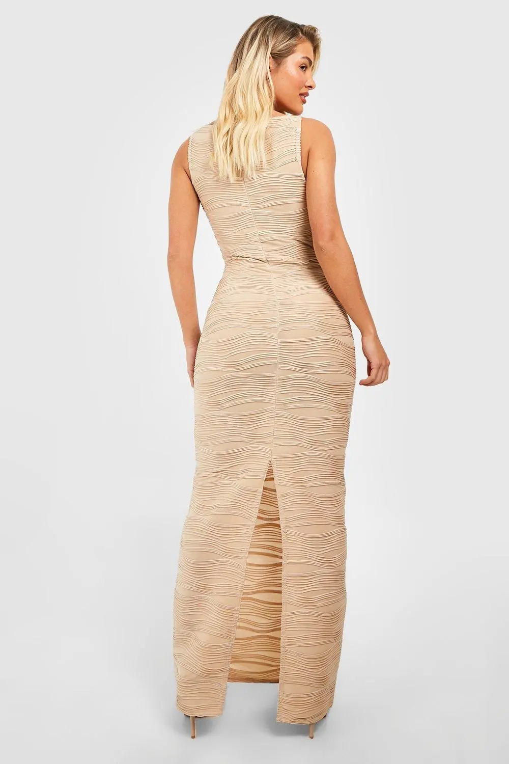 TEXTURED WAVE RIB MAXI DRESS