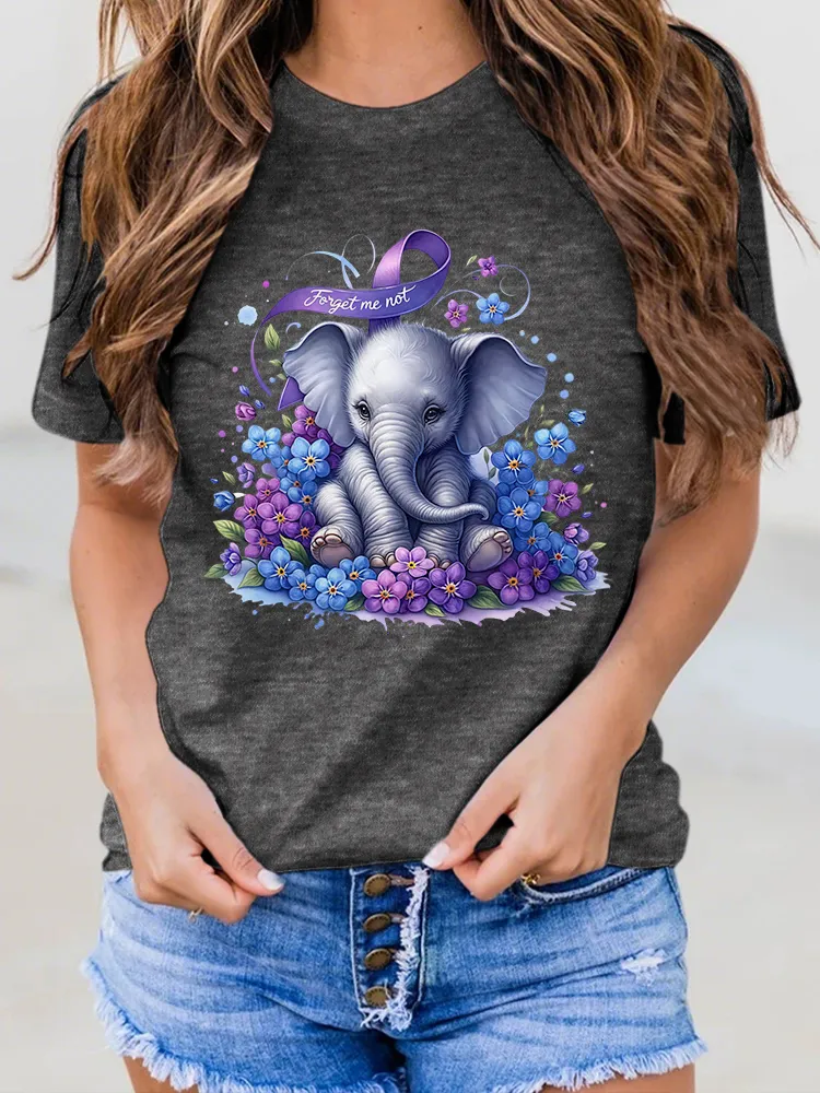 Women'S T-Shirt Forget Me Not Alzheimer'S Awareness Prints