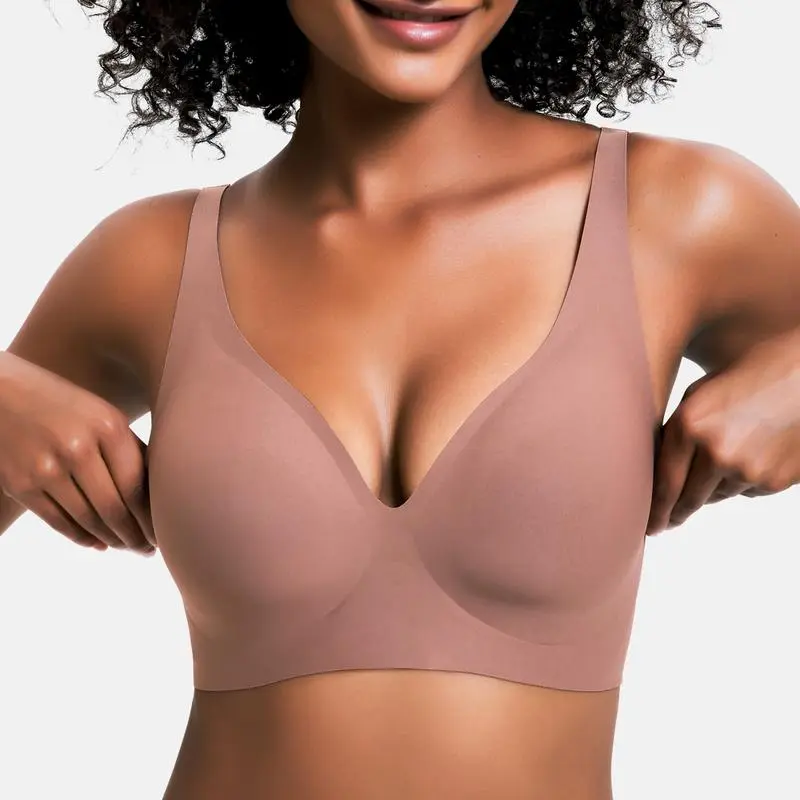 Women's Jelly Wireless Deep V Push-Up Seamless Bra