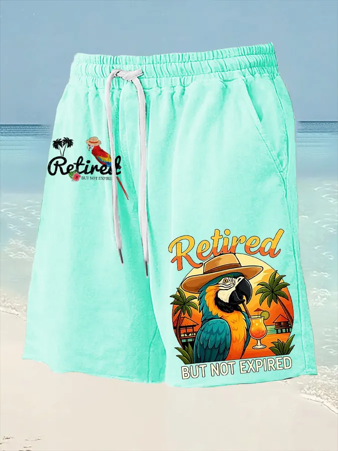 Men's Tropic Like It's Hot Beach Vacation Parrot Print Casual Shorts