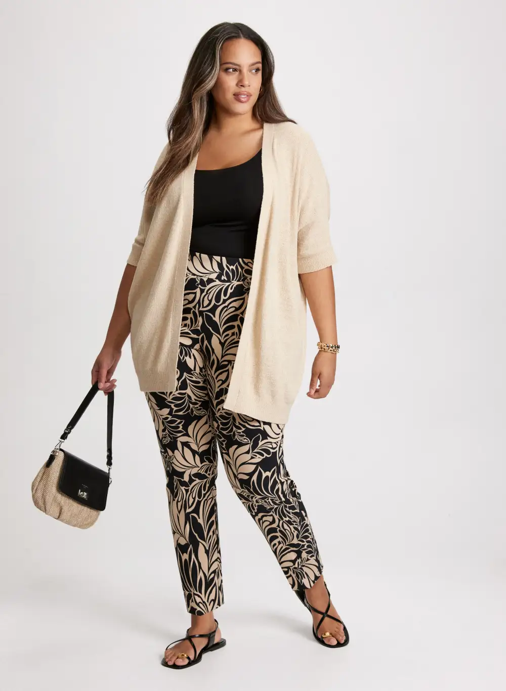 Floral Pull-On Ankle Pants
