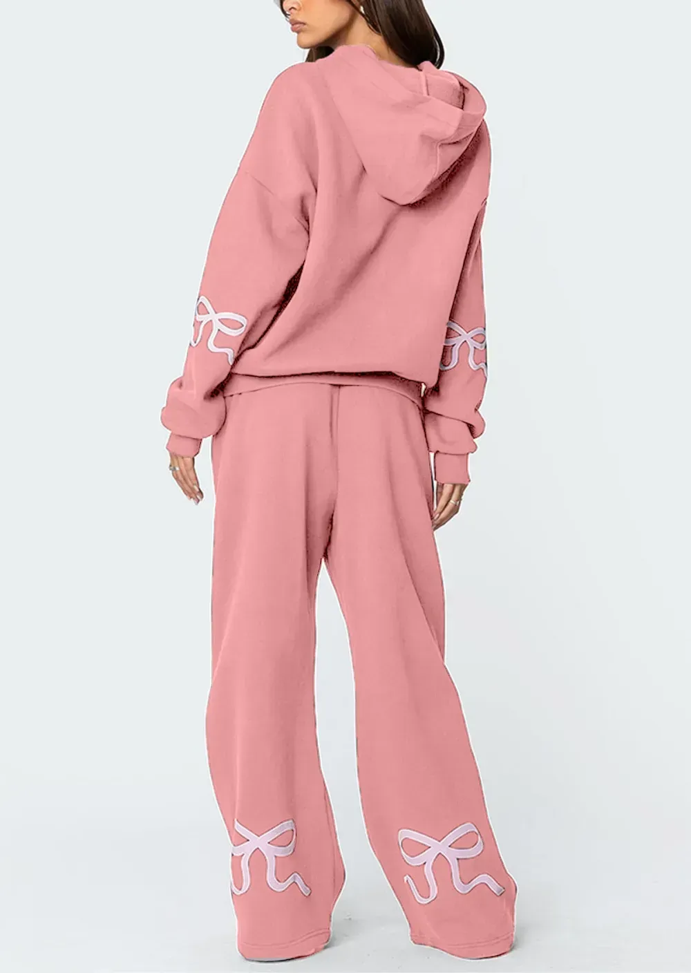 Hot Sale 90% OFF - Women's Bow Detail Hoodie Sweat Set