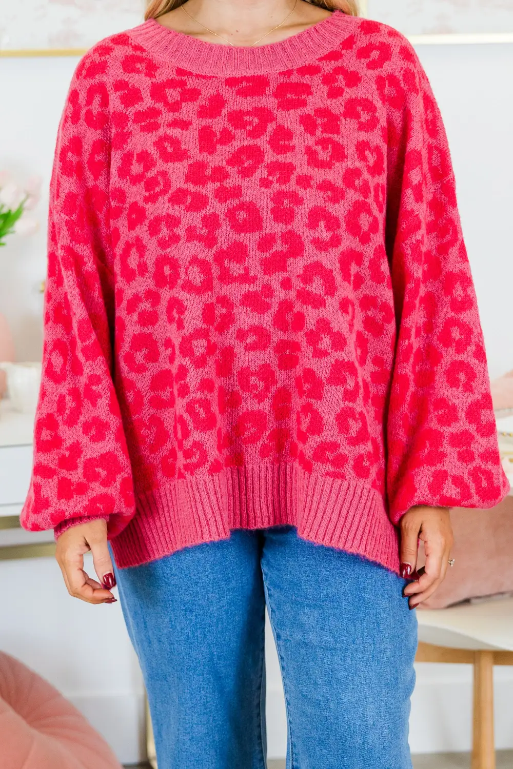 Leopard Love Sweater, Fuchsia