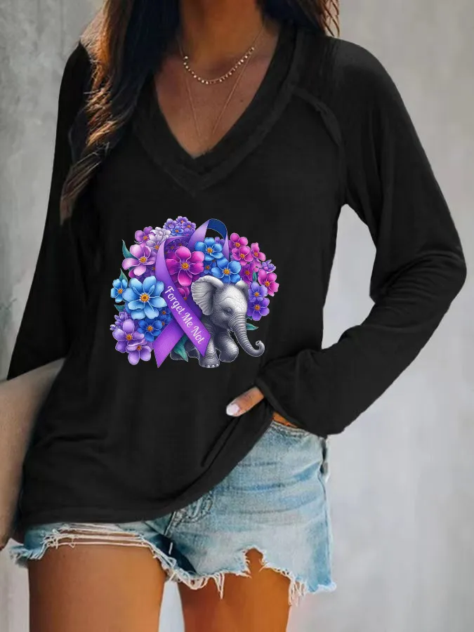 Women'S Forget Me Not V-Neck T-Shirt