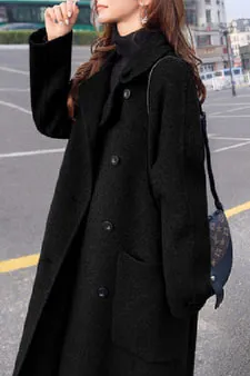 Hepburn Style Single Buckle Lapel Long Coat