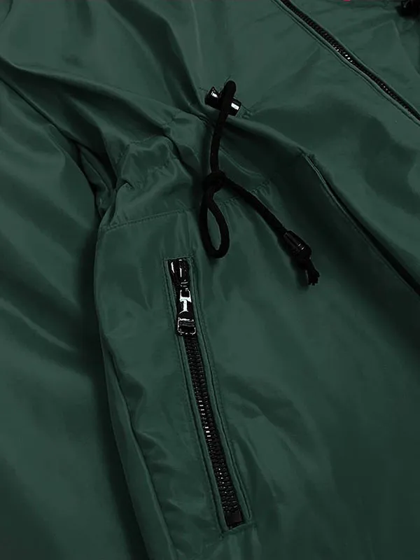 Reversible women's hooded jacket green leather