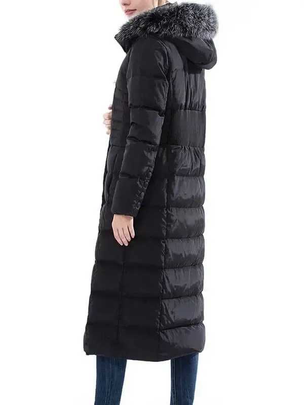 Women's hooded padded long down jacket fan fun down coat