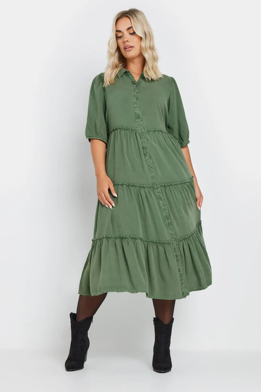 YOURS Curve Charcoal Grey Midi Shirt Dress