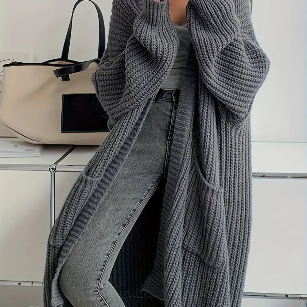 Open Front Cardigan Casual Long Sleeve Drop
