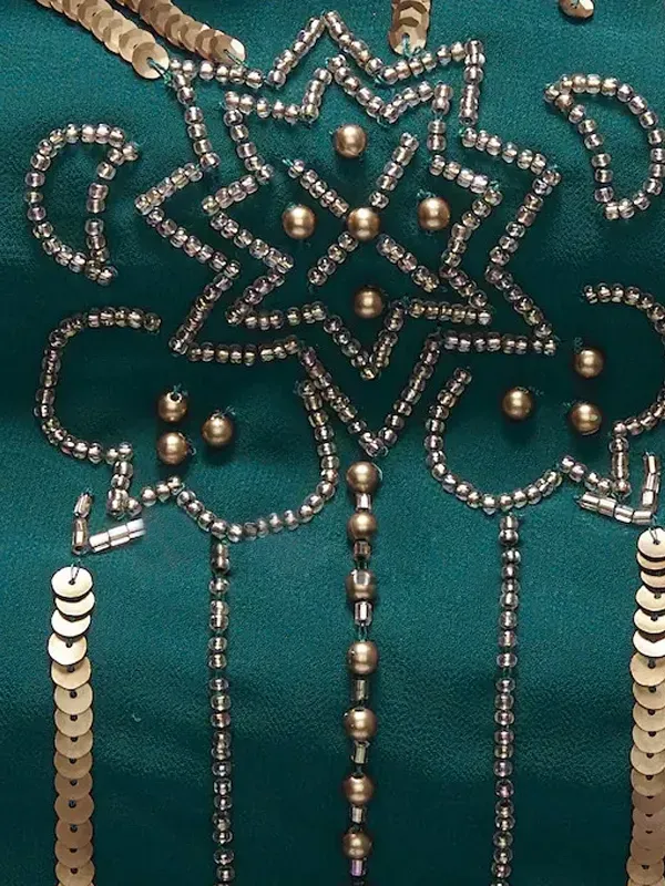 Sequined suspender top trousers three-piece set