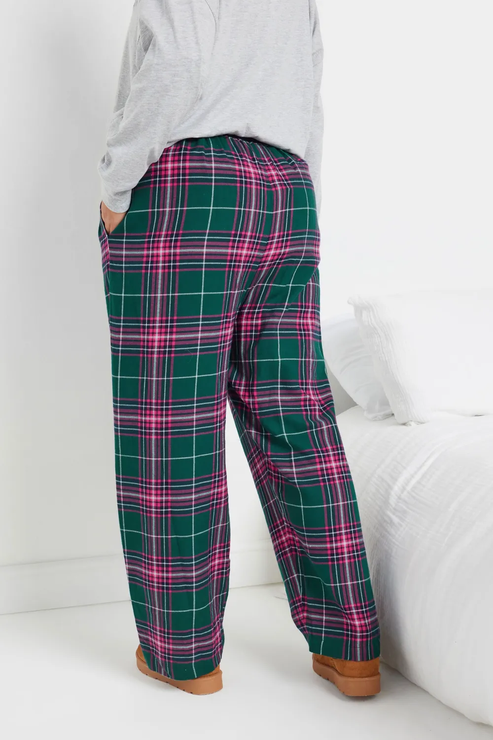 YOURS Curve Red Boyfriend Check Pyjama Bottoms