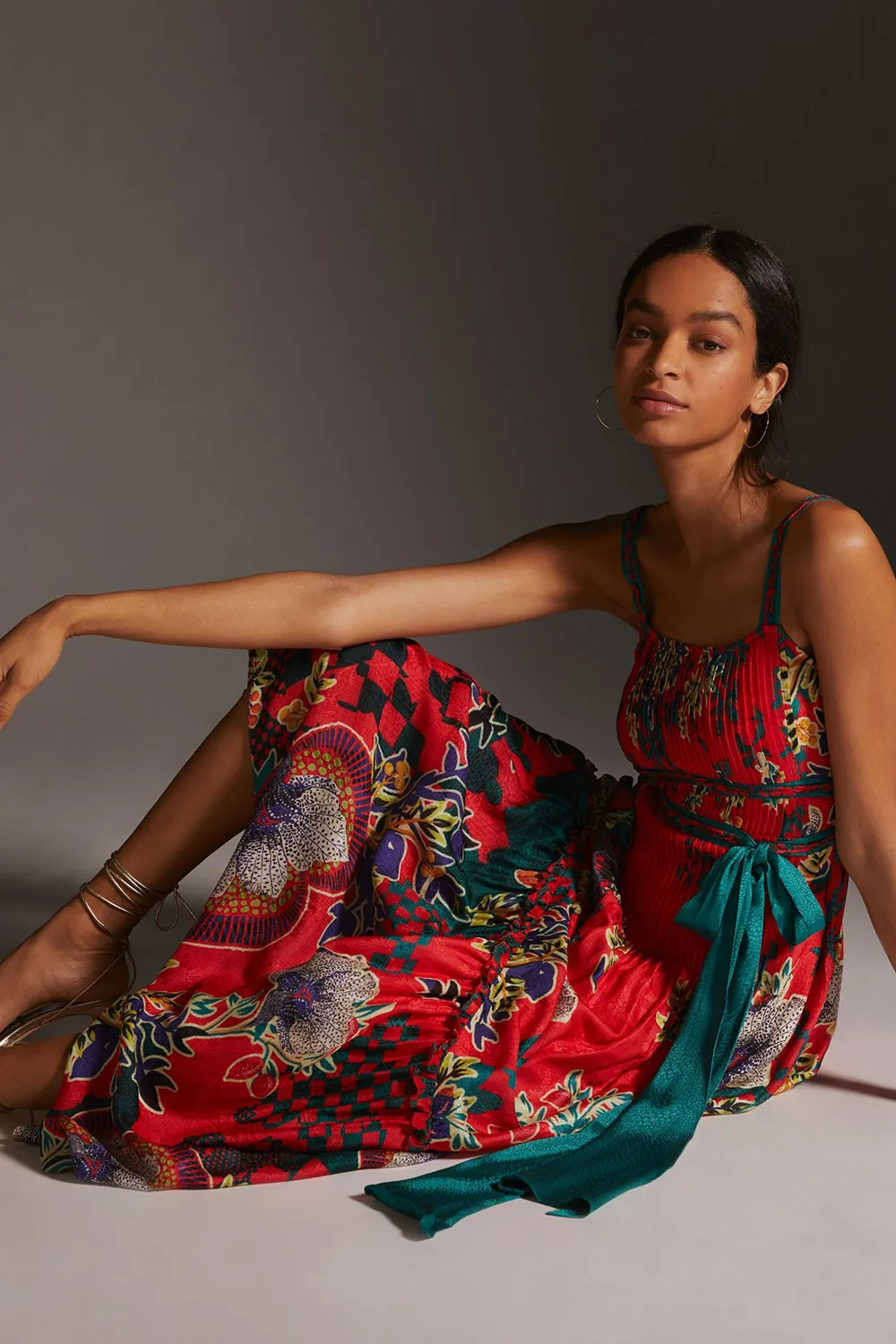 Bhanuni by Jyoti Pleated Floral Midi Dress