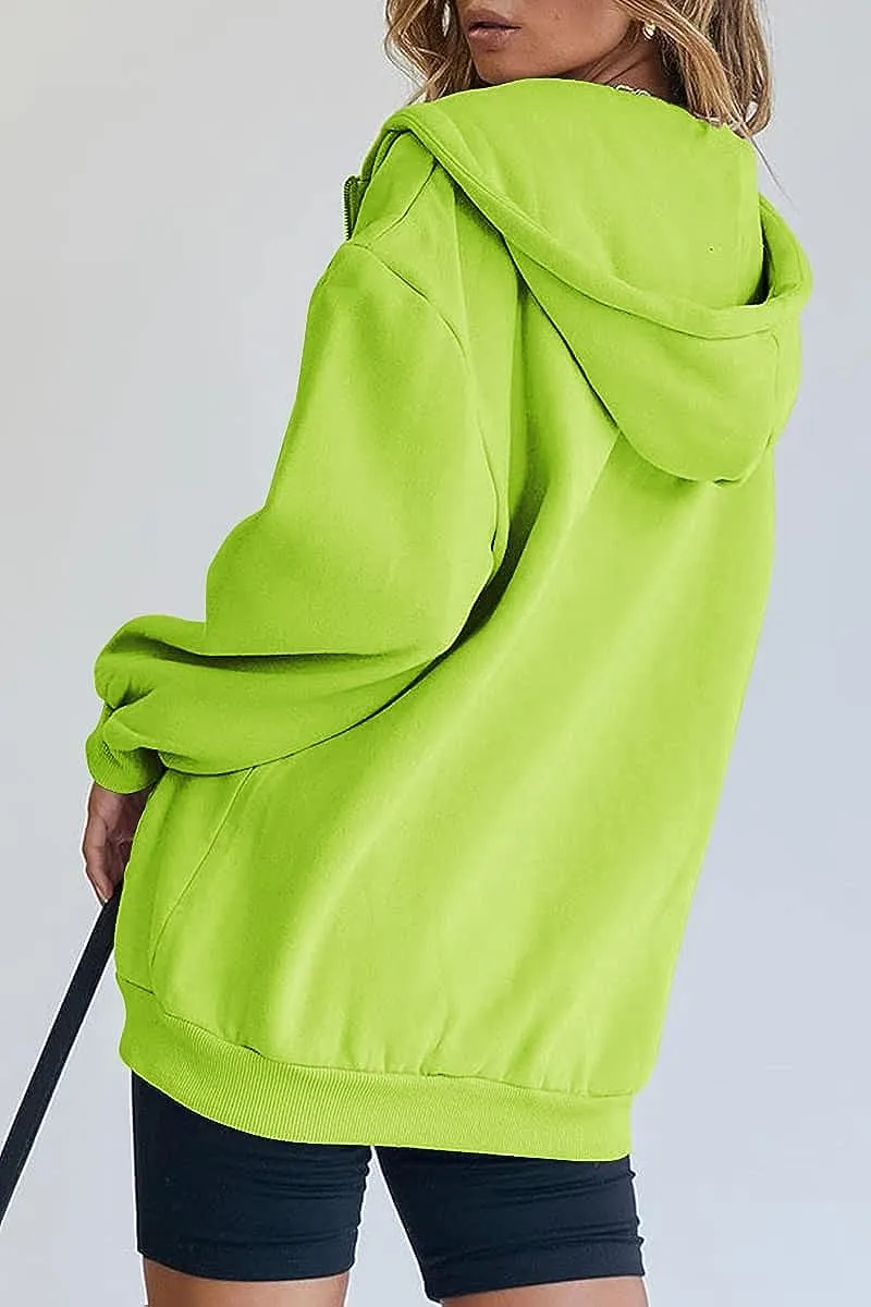 Women's Cute Hoodies Teen Girl Fall Jacket Oversized Sweatshirts Casual Drawstring Zip Up Y2K Hoodie with Pocket