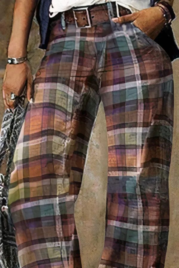 Allover Print Wide Leg Pants Without Belt
