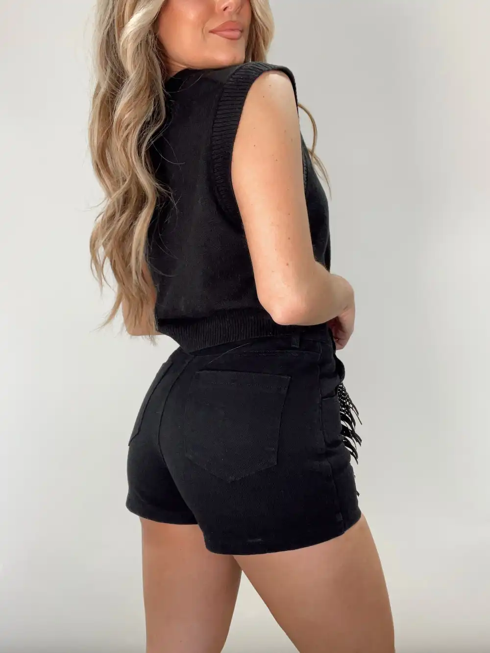 Kacey Fringe Denim Skort