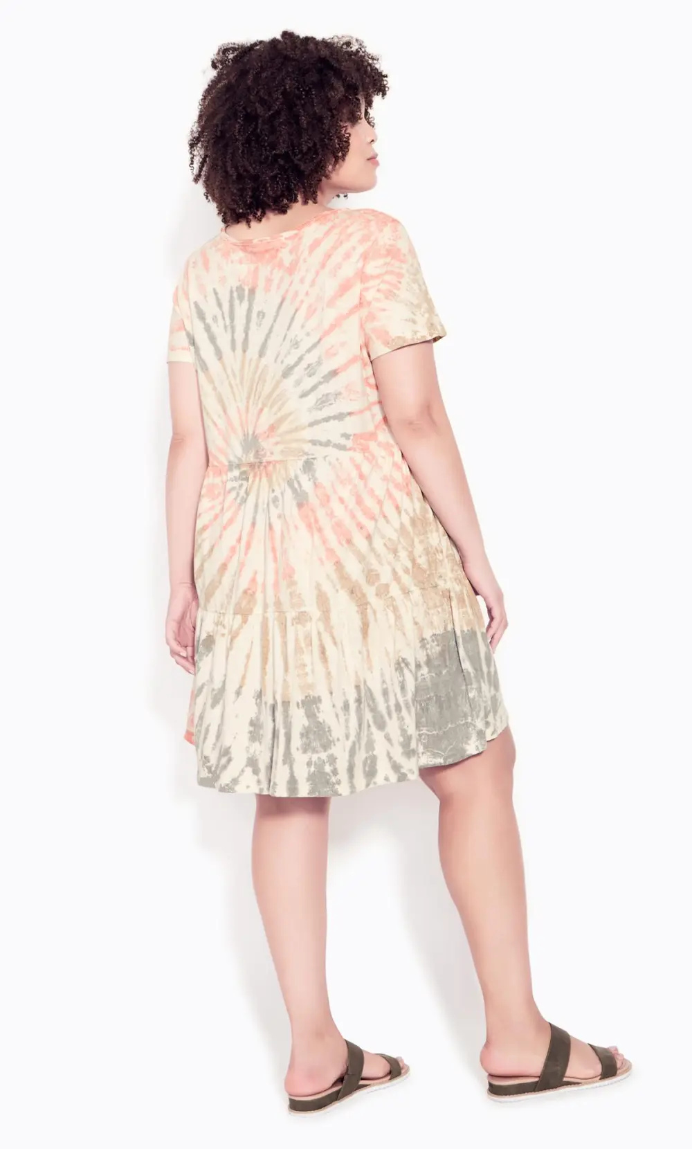 Evans Pink Tiered Tie Dye Dress