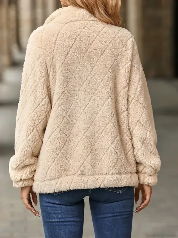 Women's Fleece Jacket Sherpa Jacket Teddy Coat Windproof Warm Outdoor Street Daily Wear Vacation Zipper Pocket Zipper Turndown Plush Modern Casual Street Style Plain Regular Fit Outerwear Long Sleeve